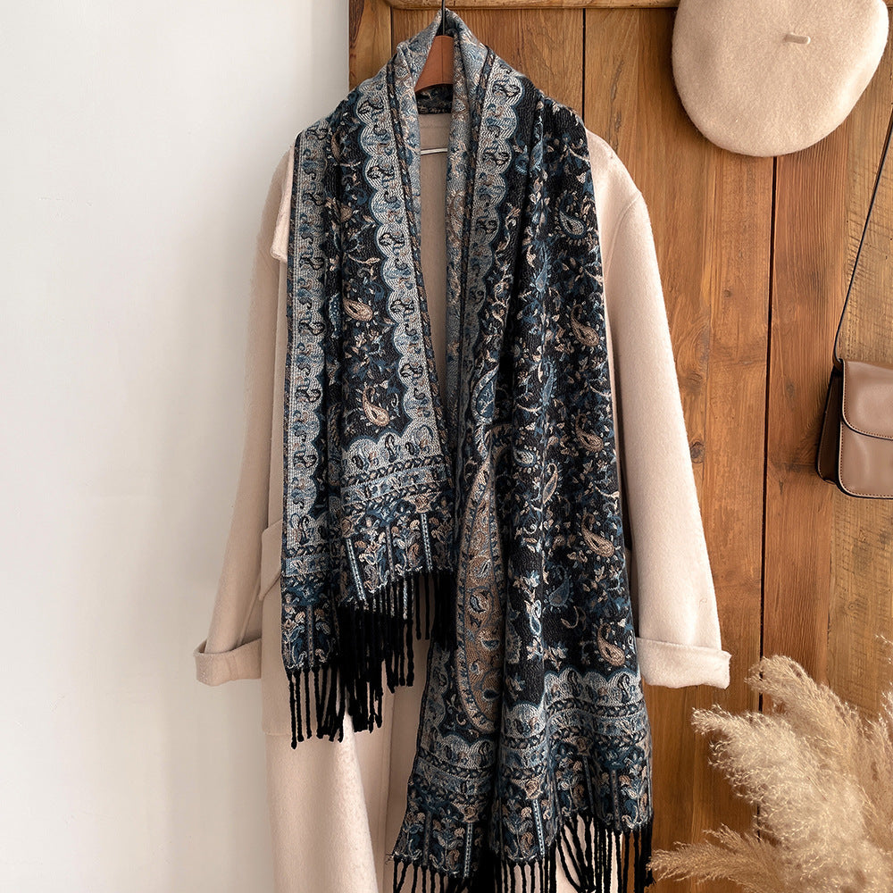 Ethnic Style Retro Outer Jacquard Paisley Scarf