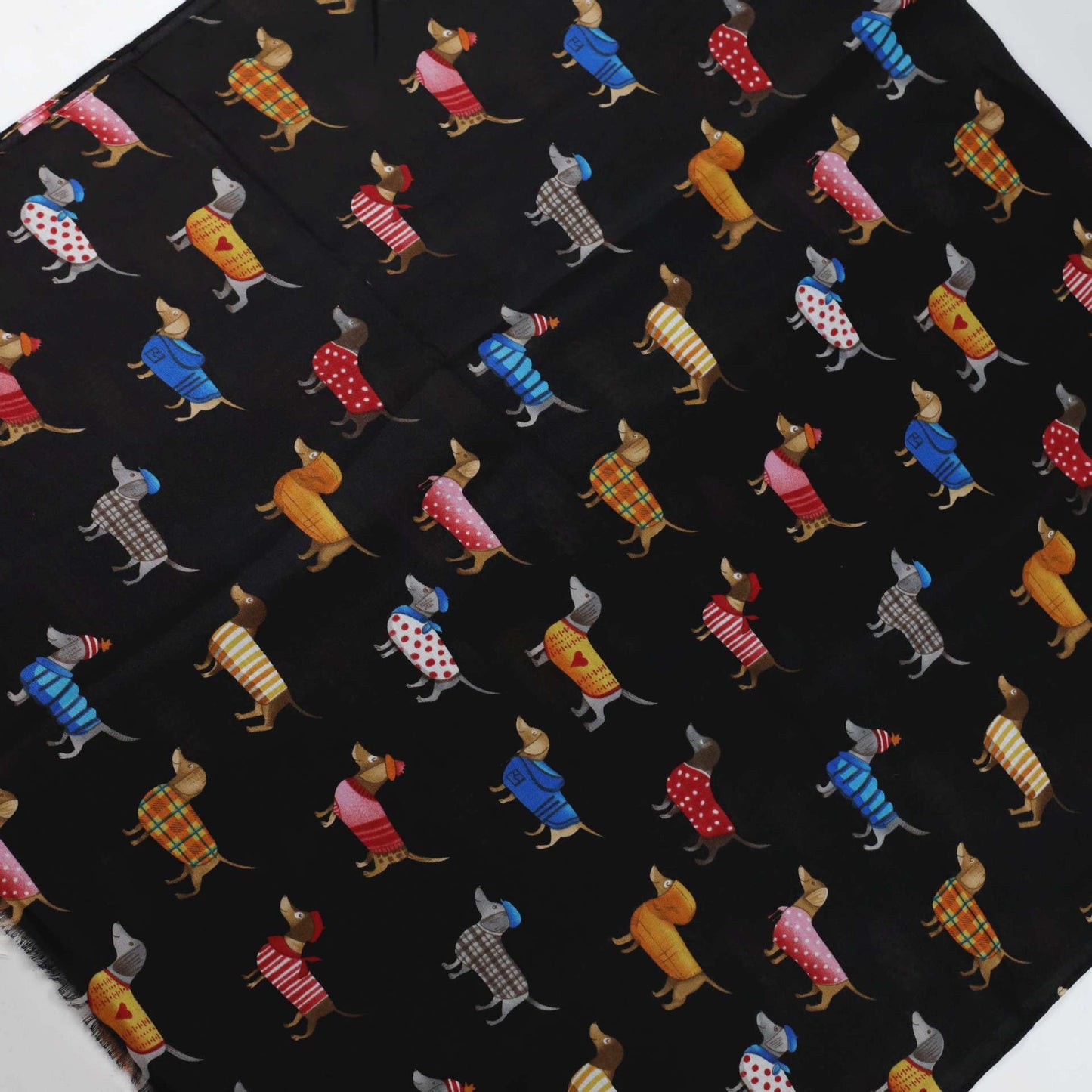 Fashionable Sausage Dog Satin Printed Scarf Shawl