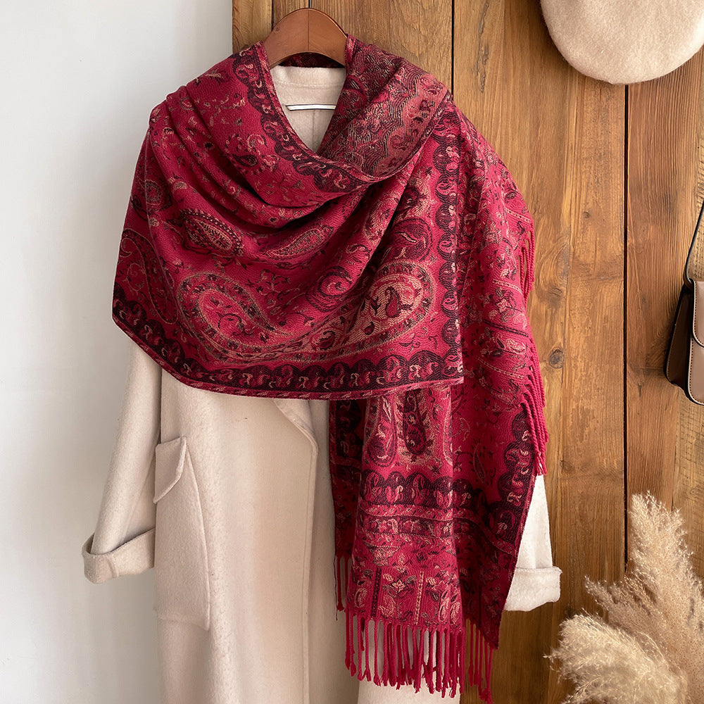 Ethnic Style Retro Outer Jacquard Paisley Scarf