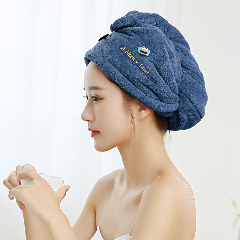 Cute Cartoon Coral Velvet Super Absorbent Dry Hair Hat