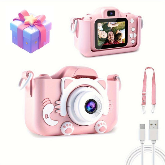 A Fun Pink Cat Camera That Can Take Photos, Record Videos, And Has 8 Filters For Selfie Mode. It Is The Best Gift For Outdoor Play During Birthdays, School Season, And Spring.Built In 400mAh Battery.