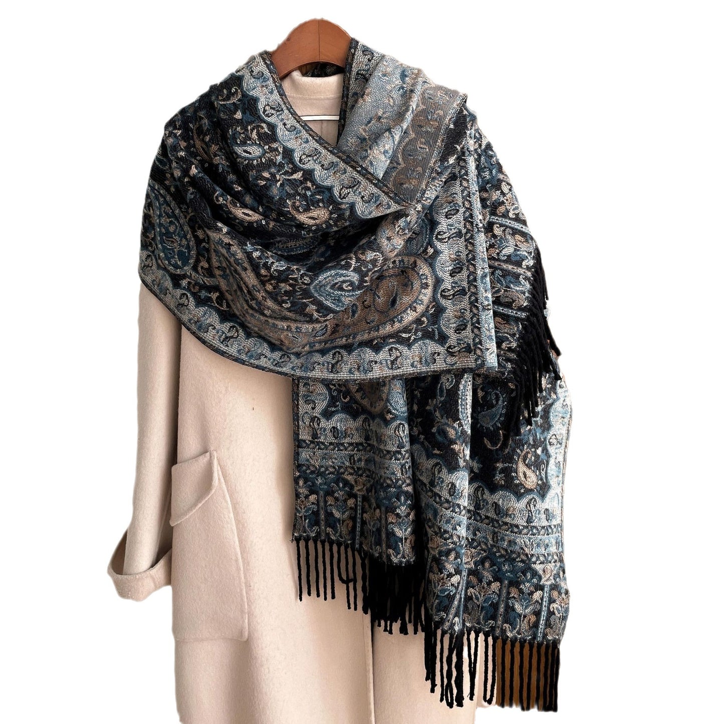 Ethnic Style Retro Outer Jacquard Paisley Scarf