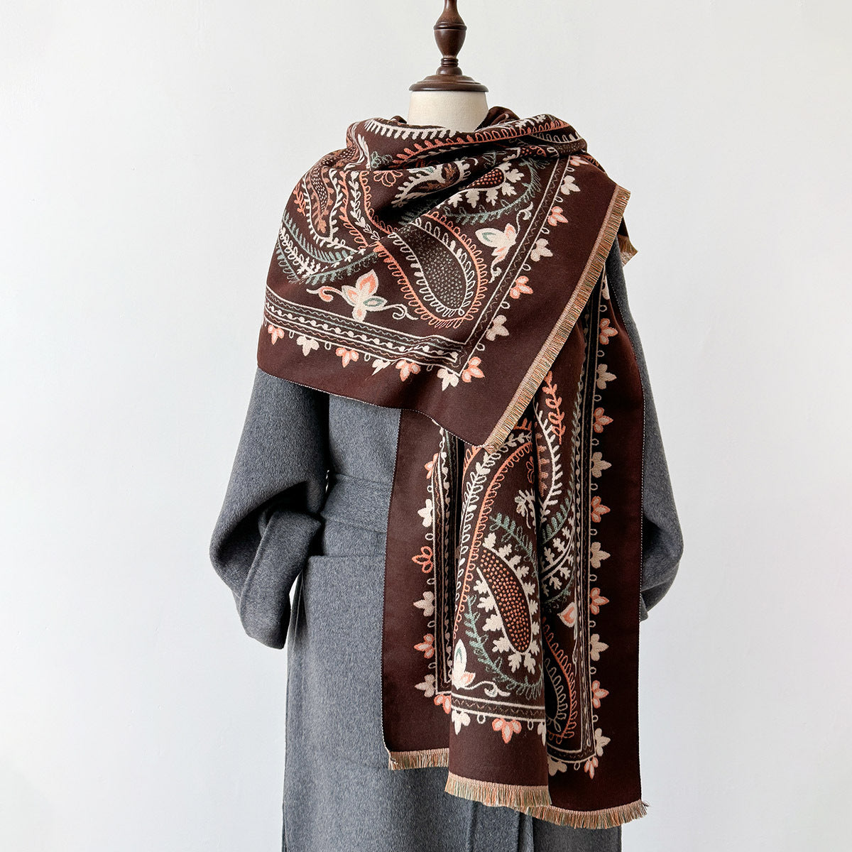 New Geometric All-match Temperament Double-sided Different Color Dual-use Scarf Baggy Coat